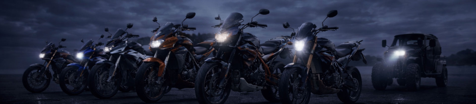 A line-up of imported CBU motorcycles