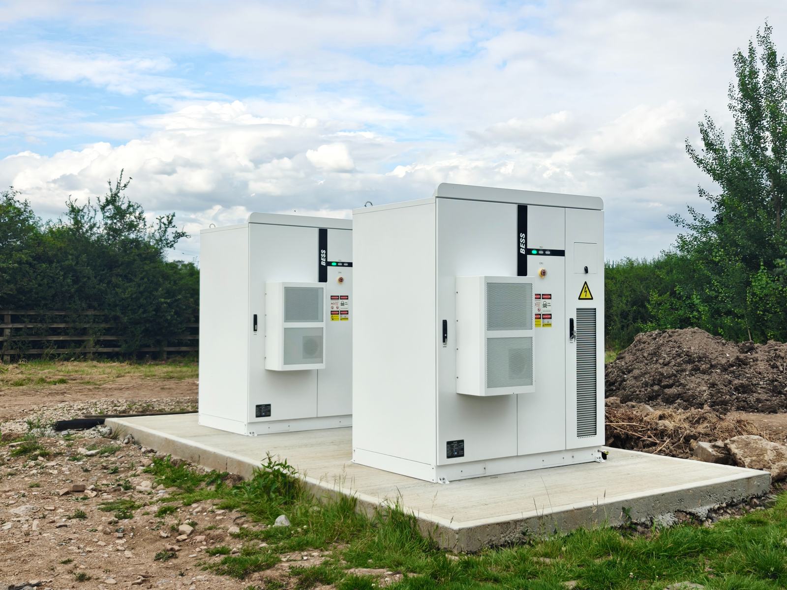 Containerised battery energy storage installed on a prepared site